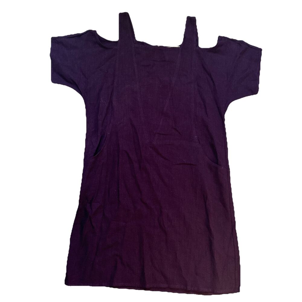 Soft Surroundings Women Emelia Cold Shoulder Linen Dress X-Small Purple Coastal